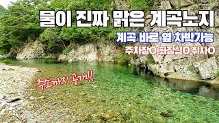 4k 투명한계곡 소개드립니다!│경북계곡캠핑│계곡노지│계곡차박│경상도계곡캠핑│취사가능계곡│