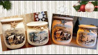 DIY Very Easy Winter Candle HolderGlass jars Craft Ideas