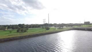 Phantom 3 Flying Over Riverside Park on Windy Day