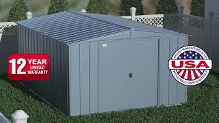 Take a 360 Tour of the Arrow Classic Steel Storage Shed, 10x14, in Blue Grey