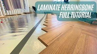 Laminate Herringbone flooring installation. Full tutorial. Kronotex