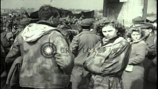 American soldiers rest after the battle at the Tangermunde bridge in Germany duri...HD Stock Footage