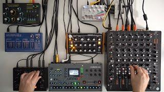 Hardware jam with Octatrack, Model 1, Nymphes, Typhon, Minitaur, Zen Delay, Empress Reverb