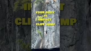 How does the body handle the impact of a cliff dive?
