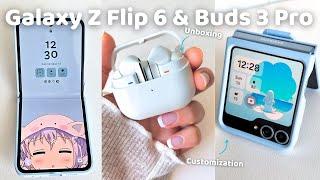 ️ Galaxy Z Flip6 ️ Aesthetic Customization 🩵 & Buds 3 Pro Unboxing  (ASMR)