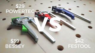 A CHEAPER Festool Quick Clamp ALTERNATIVE. Powertec VS Bessey VS Festool.