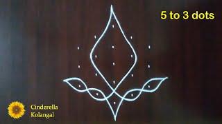 Beautiful 5 to 3 dots Sikku Kolam #145