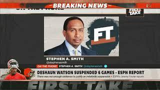 Stephen A. reacts to Deshaun Watson’s 6-game suspension | First Take