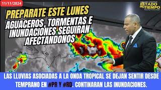 11 NOVIEMBRE. INUNDACIONES AFECTAN REP. DOM.  Y PUERTO RICO. AGUACEROS SIGUEN ESTE LUNES.