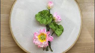 Lotus Flower Ribbon Embroidery Tutorial