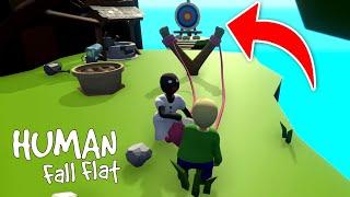 GRANNY AND BALDI SHOOTING WITH A NEW SLINGSHOT in HUMAN FALL FLAT