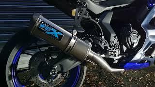 Pipe Werx Bikes Yamaha R7 2021 static rev fitted with a TitanEdge Titanium Tri-Oval SL Exhaust