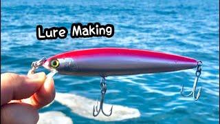 Making a Floating Jerk Bait / Step-by-Step Wood Lure Crafting