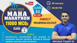 CLASS-33 | ANTERIOR, PITUTARY, THYROID & PANCREATIC HORMONES | MAHA MARATHON GPAT-2025#pharmacology