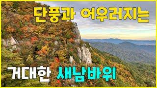 Hwacheon Yonghwasan Autumn Leaves, the Huge Saenambawi Rock