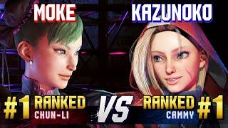 SF6 ▰ MOKE (#1 Ranked Chun-Li) vs KAZUNOKO (#1 Ranked Cammy) ▰ High Level Gameplay