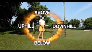 Different Lies & Slopes - Above Feet, Below Feet, Uphill & Downhill Lies - Golf With Michele Low