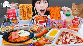 ASMR MUKBANG Convenience store food, Pizza, Ramen, Kimbap, Chicken, Sausage, Tteokbokki, eating