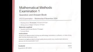 2024 VCE Methods Exam 1 Suggested Solutions