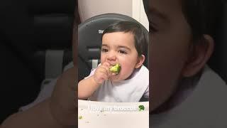 Baby loves to eat broccoli 