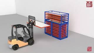 Efficient heavy duty horizontal sheet metal storage rack system