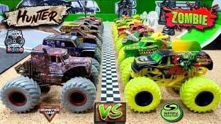 Toy Diecast Monster Truck Racing Tournament | October Spooky Races | Zombies  NEW Hunters Round #3