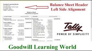 Tally TDL for Print Balance Sheet Address in Left Side  || Tally Add on  Free Download