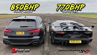 FAMILY CAR VS SUPER CAR 850BHP AUDI RS6 vs 770BHP AVENTADOR SVJ