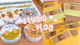 STUDIO VLOG | New washi tapes, stickers and rainy pack orders | ASMR no talking