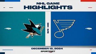 NHL Highlights | Sharks vs. Blues - December 12, 2024