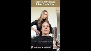 Jennifer Aniston teaches how to use S Heart S Scalp Brush