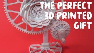 Rose on Gear - A Fully 3D Printed Mechanical Sculpture - Makes a Great Gift