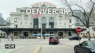 Denver 4K HDR - Driving Downtown - Colorado USA