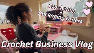 Crocheting and Packaging Orders ~ CROCHET BUSINESS VLOG