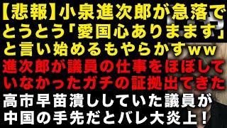 【悲報】小泉進次郎支持が急落でとうとう「愛国心があります！」と言い始めるも失敗　高市早苗潰ししていた議員が中国の手先だとバレ炎上　進次郎ガチで15年間議員の仕事まともにしていなかった証拠（TTMつよし