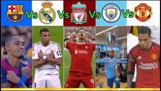 Real Madrid vs FC Barcelone vs Liverpool vs Man City vs Man United #football #trending #challenge