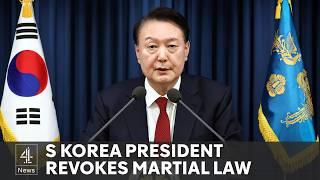 South Korea president revokes martial law after protests