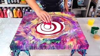 Vortex Bloom in Purple, Yellow, Pink and Green - Experimental Acrylic Pouring