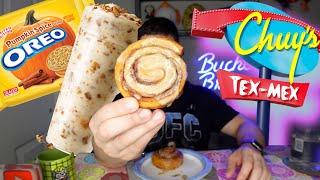 PUMPKIN SWEETS, CHUY'S TEX MEX, CRUMBL COOKIES & MORE MUKBANG CHEAT DAY! 