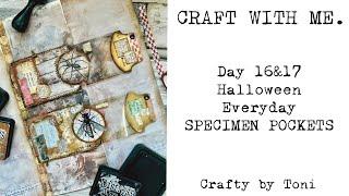 HALLOWEEN EVERYDAY DAY 16&17…SPOOKY SPECIMEN POCKETS #craftwithme #halloweenjunkjournal #timholtz