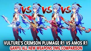 Ganyu Astral Vulture's Crimson Plumage R1 vs Amos R1 vs TFGM R1 vs Flower-Wreathed R1 DMG Comparison