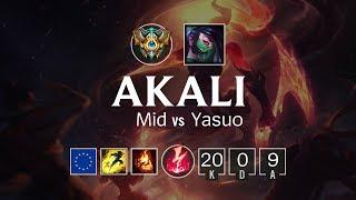 Akali Mid vs Yasuo - EUW Challenger Patch 8.16