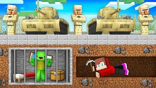 JJ Saved Mikey From the Underground Military Prison in Minecraft (Maizen)