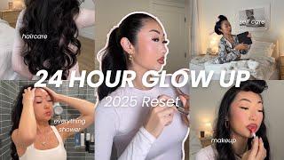 how to GLOW UP in 2025 *24 hours* (makeup, skincare, haircare + more!)