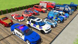 TRANSPORTING CARS, AMBULANCE, POLICE CARS, FIRE TRUCK, MONSTER TRUCK OF COLORS! WITH TRUCKS! - FS 22