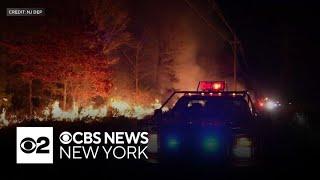 Brush fire continues to burn in Ocean County, N.J.