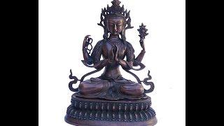 Chinese Tibetan Four Arms Guan Yin Avalokitesvara Tara Statue  cs640-4