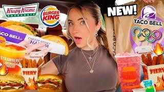 Eating NEW Fast Food Items for 24 HOURS! (BIG releases!!)