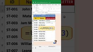 How to Convert Text to Upper Case in Excel #short #excel #exceltutorial