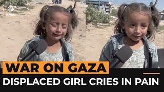 Palestinian girl cries in pain after being displaced in north Gaza | AJ #shorts